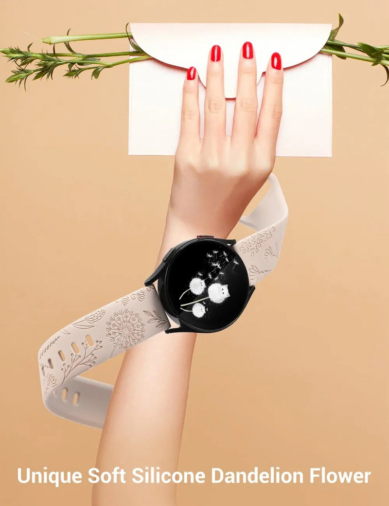 TOYOUTHS Dandelion Floral Engraved Band για Samsung Galaxy Watch 6/5/4 40mm 44mm Silicone Sport Solo Loop Strap for Active 2