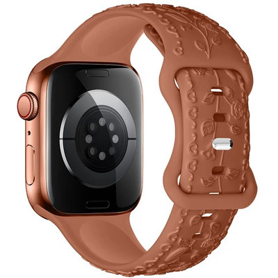Χαραγμένο λουράκι για Apple Watch Ultra 2 Band 49mm 44MM 40mm 41/45mm 38/42mm Βραχιόλι σιλικόνης για IWatch Series 9 8 7 6 SE 5 4 3