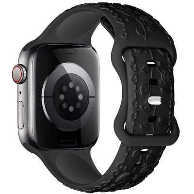 Χαραγμένο λουράκι για Apple Watch Ultra 2 Band 49mm 44MM 40mm 41/45mm 38/42mm Βραχιόλι σιλικόνης για IWatch Series 9 8 7 6 SE 5 4 3