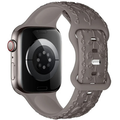 Χαραγμένο λουράκι για Apple Watch Ultra 2 Band 49mm 44MM 40mm 41/45mm 38/42mm Βραχιόλι σιλικόνης για IWatch Series 9 8 7 6 SE 5 4 3
