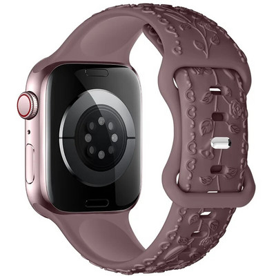 Χαραγμένο λουράκι για Apple Watch Ultra 2 Band 49mm 44MM 40mm 41/45mm 38/42mm Βραχιόλι σιλικόνης για IWatch Series 9 8 7 6 SE 5 4 3