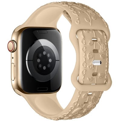 Χαραγμένο λουράκι για Apple Watch Ultra 2 Band 49mm 44MM 40mm 41/45mm 38/42mm Βραχιόλι σιλικόνης για IWatch Series 9 8 7 6 SE 5 4 3