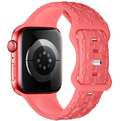 Χαραγμένο λουράκι για Apple Watch Ultra 2 Band 49mm 44MM 40mm 41/45mm 38/42mm Βραχιόλι σιλικόνης για IWatch Series 9 8 7 6 SE 5 4 3