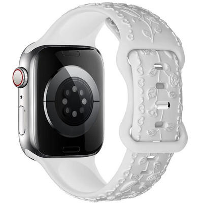 Χαραγμένο λουράκι για Apple Watch Ultra 2 Band 49mm 44MM 40mm 41/45mm 38/42mm Βραχιόλι σιλικόνης για IWatch Series 9 8 7 6 SE 5 4 3