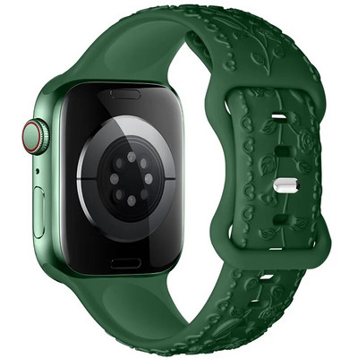 Χαραγμένο λουράκι για Apple Watch Ultra 2 Band 49mm 44MM 40mm 41/45mm 38/42mm Βραχιόλι σιλικόνης για IWatch Series 9 8 7 6 SE 5 4 3