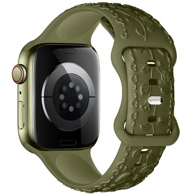 Χαραγμένο λουράκι για Apple Watch Ultra 2 Band 49mm 44MM 40mm 41/45mm 38/42mm Βραχιόλι σιλικόνης για IWatch Series 9 8 7 6 SE 5 4 3