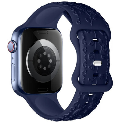 Χαραγμένο λουράκι για Apple Watch Ultra 2 Band 49mm 44MM 40mm 41/45mm 38/42mm Βραχιόλι σιλικόνης για IWatch Series 9 8 7 6 SE 5 4 3