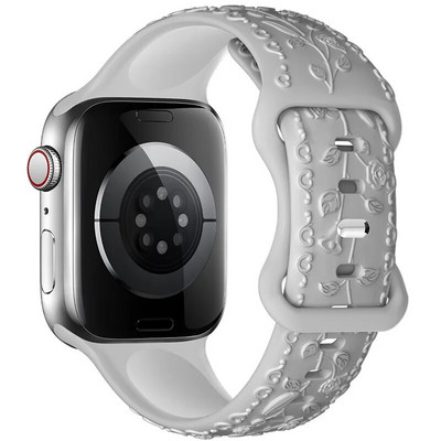 Χαραγμένο λουράκι για Apple Watch Ultra 2 Band 49mm 44MM 40mm 41/45mm 38/42mm Βραχιόλι σιλικόνης για IWatch Series 9 8 7 6 SE 5 4 3
