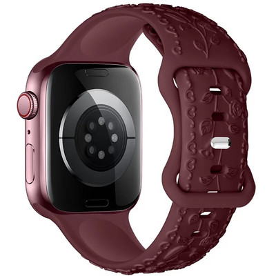 Χαραγμένο λουράκι για Apple Watch Ultra 2 Band 49mm 44MM 40mm 41/45mm 38/42mm Βραχιόλι σιλικόνης για IWatch Series 9 8 7 6 SE 5 4 3