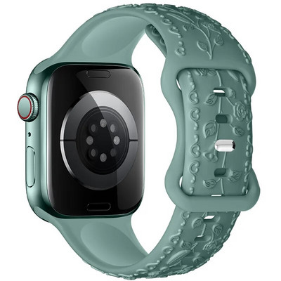Χαραγμένο λουράκι για Apple Watch Ultra 2 Band 49mm 44MM 40mm 41/45mm 38/42mm Βραχιόλι σιλικόνης για IWatch Series 9 8 7 6 SE 5 4 3