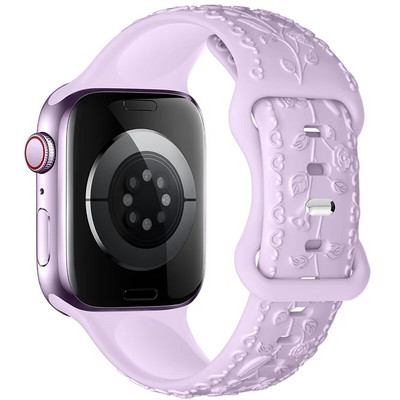 Χαραγμένο λουράκι για Apple Watch Ultra 2 Band 49mm 44MM 40mm 41/45mm 38/42mm Βραχιόλι σιλικόνης για IWatch Series 9 8 7 6 SE 5 4 3