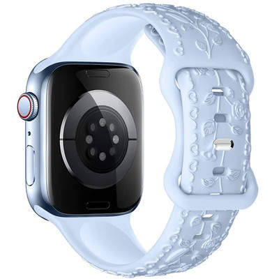 Χαραγμένο λουράκι για Apple Watch Ultra 2 Band 49mm 44MM 40mm 41/45mm 38/42mm Βραχιόλι σιλικόνης για IWatch Series 9 8 7 6 SE 5 4 3