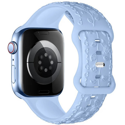 Χαραγμένο λουράκι για Apple Watch Ultra 2 Band 49mm 44MM 40mm 41/45mm 38/42mm Βραχιόλι σιλικόνης για IWatch Series 9 8 7 6 SE 5 4 3