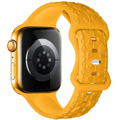 Χαραγμένο λουράκι για Apple Watch Ultra 2 Band 49mm 44MM 40mm 41/45mm 38/42mm Βραχιόλι σιλικόνης για IWatch Series 9 8 7 6 SE 5 4 3