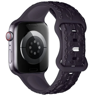 Χαραγμένο λουράκι για Apple Watch Ultra 2 Band 49mm 44MM 40mm 41/45mm 38/42mm Βραχιόλι σιλικόνης για IWatch Series 9 8 7 6 SE 5 4 3