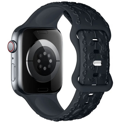 Χαραγμένο λουράκι για Apple Watch Ultra 2 Band 49mm 44MM 40mm 41/45mm 38/42mm Βραχιόλι σιλικόνης για IWatch Series 9 8 7 6 SE 5 4 3