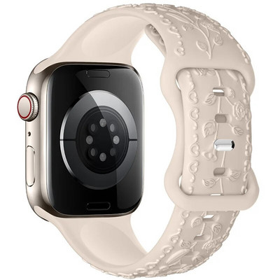 Χαραγμένο λουράκι για Apple Watch Ultra 2 Band 49mm 44MM 40mm 41/45mm 38/42mm Βραχιόλι σιλικόνης για IWatch Series 9 8 7 6 SE 5 4 3