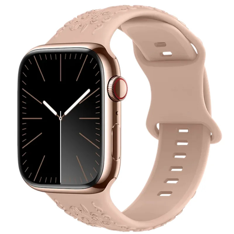 Χαραγμένο λουράκι για Apple Watch Ultra 2 Band 49mm 44MM 40mm 41/45mm 38/42mm Βραχιόλι σιλικόνης για IWatch Series 9 8 7 6 SE 5 4 3