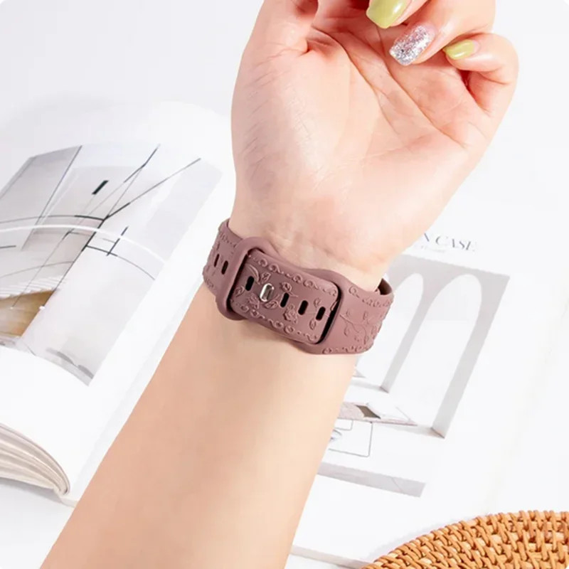 Χαραγμένο λουράκι για Apple Watch Ultra 2 Band 49mm 44MM 40mm 41/45mm 38/42mm Βραχιόλι σιλικόνης για IWatch Series 9 8 7 6 SE 5 4 3