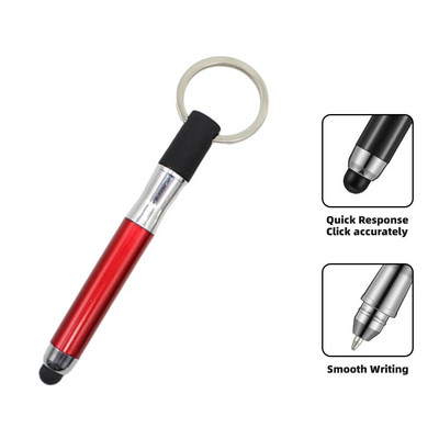 Stilo 2 în 1, cu inel de cheie, stilou portabil capacitiv, pentru smartphone, tabletă, ecran tactil, pentru iPhone, Huawei, telefon Android