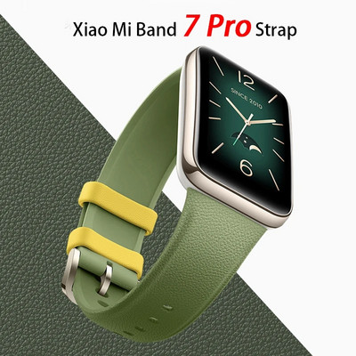 Каишка за Xiaomi Mi Band 7 Pro Силиконова гривна с текстура на изкуствена кожа Смарт часовник за Miband 7 Pro Каишка за часовник