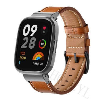 висококачествена кожена каишка за Xiaomi mi watch Lite Гривна за Redmi Watch 2 3 Lite метален корпус протекторно покритие рамка на броня