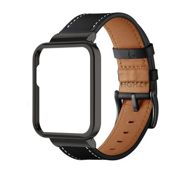 висококачествена кожена каишка за Xiaomi mi watch Lite Гривна за Redmi Watch 2 3 Lite метален корпус протекторно покритие рамка на броня