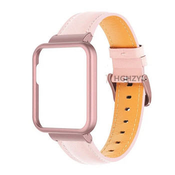 висококачествена кожена каишка за Xiaomi mi watch Lite Гривна за Redmi Watch 2 3 Lite метален корпус протекторно покритие рамка на броня