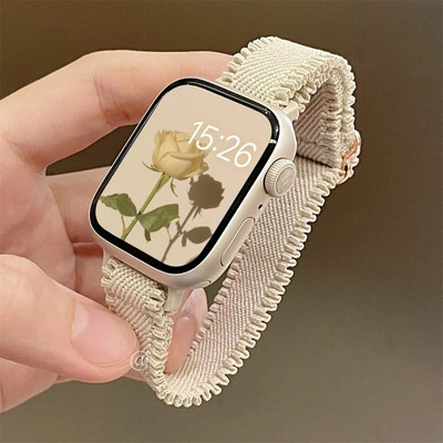 Корейска сладка тънка дантелена каишка за Apple Watch 49 38/40/41 мм 45 44 42 каишка Дамска еластична каишка за iWatch Series 8 7 SE 6 5 4 3 2