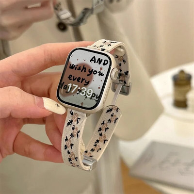 Armas retro lilleline rihm Apple`i kellarihmale 49 mm 41 mm 45 40 44 mm 38 42 iwatchi seeriale 8 7 SE 6 5 4 3 Correa õhuke nailonrihm