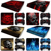 Για PS4 Slim Console και 2 Controllers Skin Sticker PS4 Skull Protective Decal Removable Cover