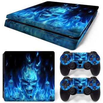 Για PS4 Slim Console και 2 Controllers Skin Sticker PS4 Skull Protective Decal Removable Cover