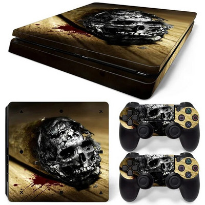 Για PS4 Slim Console και 2 Controllers Skin Sticker PS4 Skull Protective Decal Removable Cover