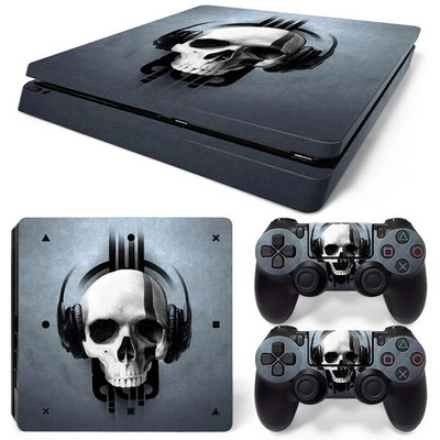 Για PS4 Slim Console και 2 Controllers Skin Sticker PS4 Skull Protective Decal Removable Cover
