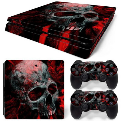 Για PS4 Slim Console και 2 Controllers Skin Sticker PS4 Skull Protective Decal Removable Cover