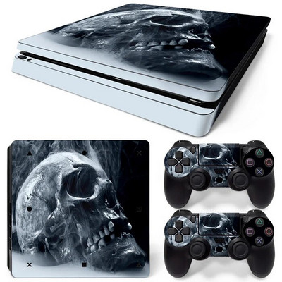 Για PS4 Slim Console και 2 Controllers Skin Sticker PS4 Skull Protective Decal Removable Cover