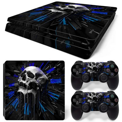 Για PS4 Slim Console και 2 Controllers Skin Sticker PS4 Skull Protective Decal Removable Cover