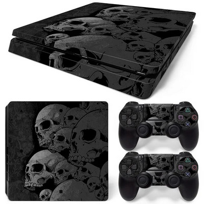 Για PS4 Slim Console και 2 Controllers Skin Sticker PS4 Skull Protective Decal Removable Cover
