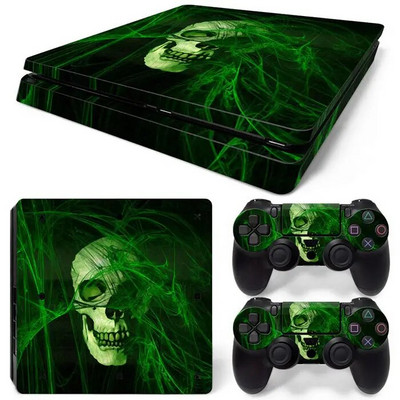 Για PS4 Slim Console και 2 Controllers Skin Sticker PS4 Skull Protective Decal Removable Cover