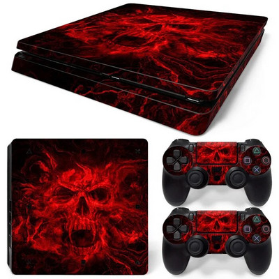 Για PS4 Slim Console και 2 Controllers Skin Sticker PS4 Skull Protective Decal Removable Cover