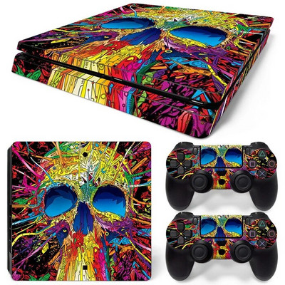 Για PS4 Slim Console και 2 Controllers Skin Sticker PS4 Skull Protective Decal Removable Cover