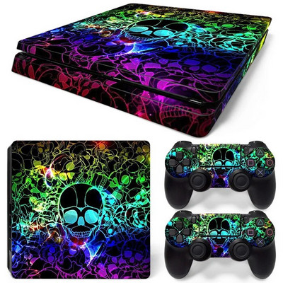 Για PS4 Slim Console και 2 Controllers Skin Sticker PS4 Skull Protective Decal Removable Cover