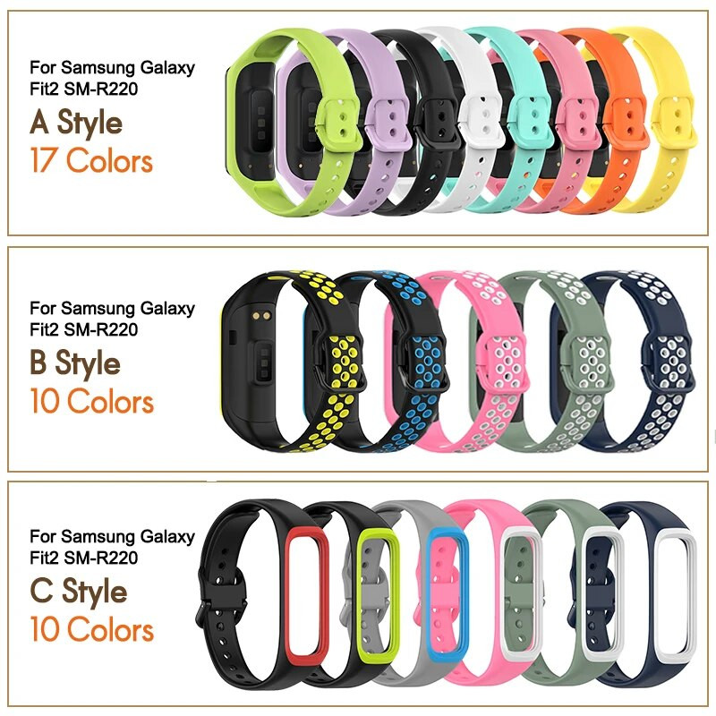 Silikoonrihm Samsung Galaxy Fit 2 SM-R220 rihmaga käevõru asendusrandme jaoks Galaxy Fit 2 kella Correa pehmete tarvikute jaoks