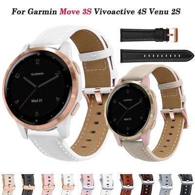 18 мм кожена каишка за смарт часовник с катарама от розово злато за Garmin Vivoactive 4S 3S/Venu 2S/Rey/Forerunner 265S 255S Гривни, гривни