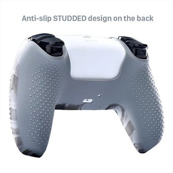 Противоплъзгащ STUDDED Water Printing Rubber Silicone Cover Skin Case за Sony PS5 Dualsense Controller with PRO Thumb Grips x2