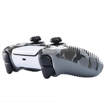 Противоплъзгащ STUDDED Water Printing Rubber Silicone Cover Skin Case за Sony PS5 Dualsense Controller with PRO Thumb Grips x2