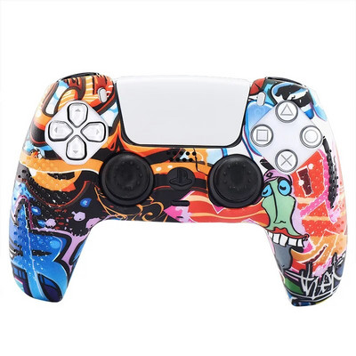 Αντιολισθητική θήκη με κάλυμμα σιλικόνης από καουτσούκ για εκτύπωση με νερό STUDDED για χειριστήριο Sony PS5 Dualsense με PRO Thumb Grips x2