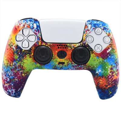 Αντιολισθητική θήκη με κάλυμμα σιλικόνης από καουτσούκ για εκτύπωση με νερό STUDDED για χειριστήριο Sony PS5 Dualsense με PRO Thumb Grips x2