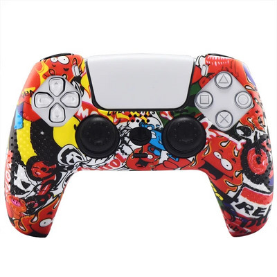 Αντιολισθητική θήκη με κάλυμμα σιλικόνης από καουτσούκ για εκτύπωση με νερό STUDDED για χειριστήριο Sony PS5 Dualsense με PRO Thumb Grips x2