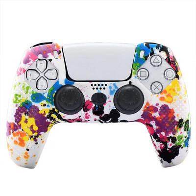 Αντιολισθητική θήκη με κάλυμμα σιλικόνης από καουτσούκ για εκτύπωση με νερό STUDDED για χειριστήριο Sony PS5 Dualsense με PRO Thumb Grips x2